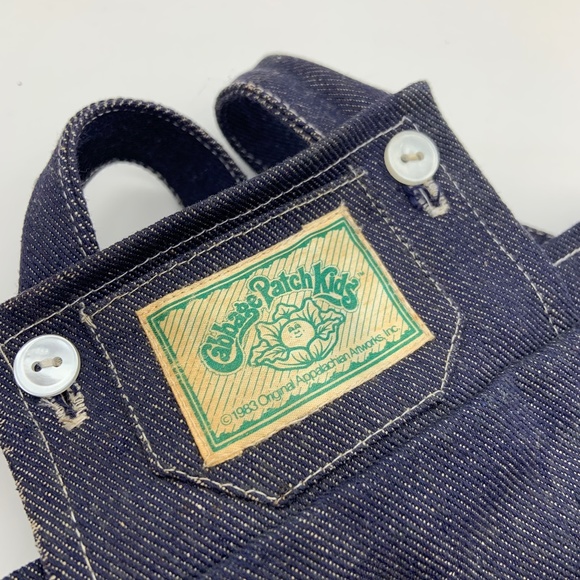 Vintage 1983 Cabbage Patch Kids Retro Denim Overalls with Red Shirt Outfit - Picture 15 of 16